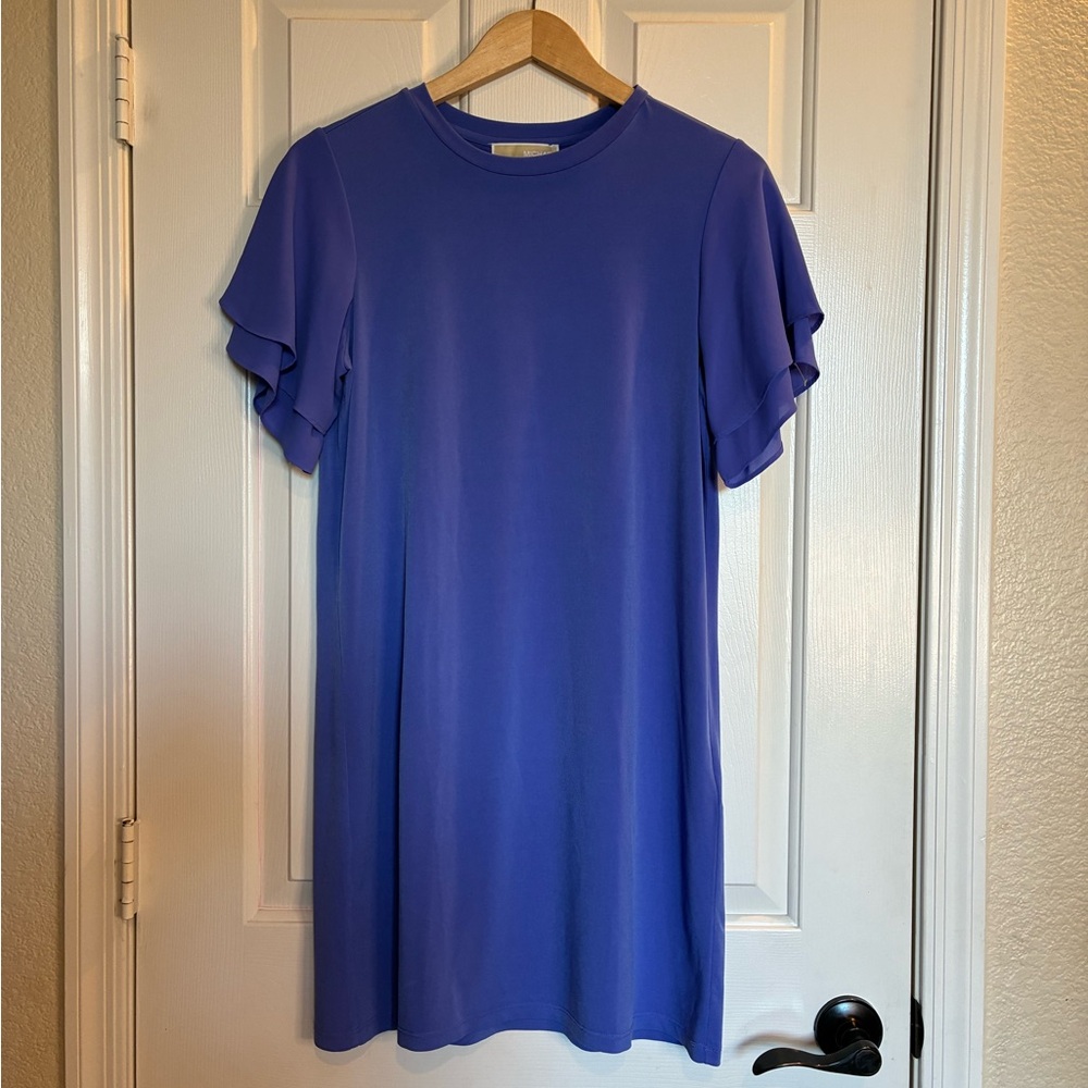 Michael Kors Blue Purple Mini Dress with Layered Sleeves
